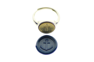 Anchor Minimal Signet Ring - Backtozero B20 - 12m, 12mm, 12mm ring, 12mn, Anchor, her, Nautical, ring, signet ring, size 7, size 8, wax seal, wax seal ring, wax seal stamp