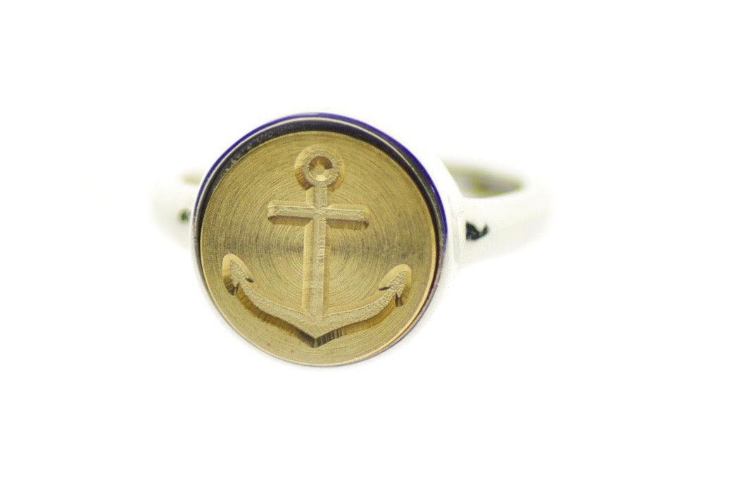 Anchor Minimal Signet Ring - Backtozero B20 - 12m, 12mm, 12mm ring, 12mn, Anchor, her, Nautical, ring, signet ring, size 7, size 8, wax seal, wax seal ring, wax seal stamp