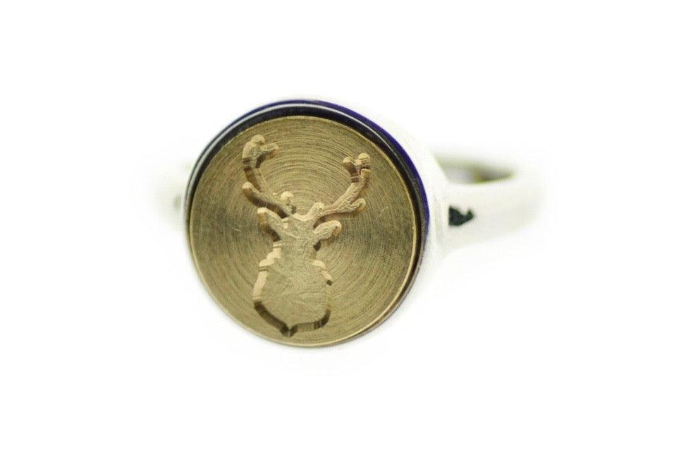 Antler Signet Ring - Backtozero B20 - 12m, 12mm ring, 12mn, Animal, Antler, Deer, deer stag, her, ring, signet ring, size 7, size 8, wax seal, wax seal ring