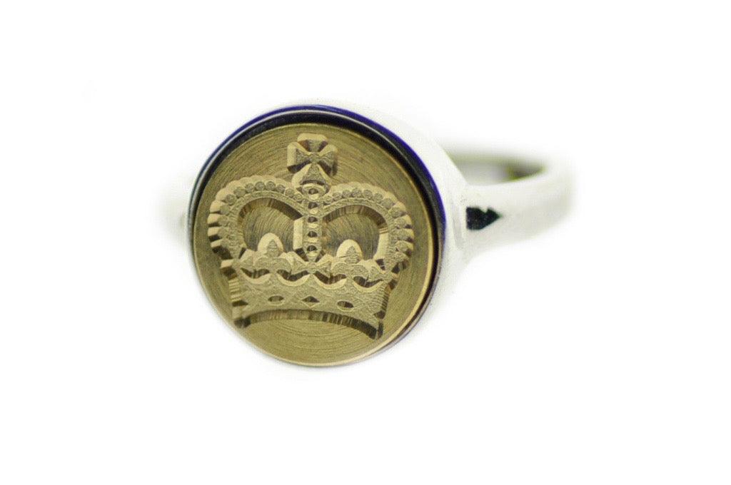 Royal Crown Signet Ring - Backtozero B20 - 12mm, 12mm ring, 12mn, Crown, her, ring, Royal, signet ring, Victorian, wax seal, wax seal ring