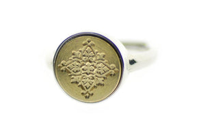 Decorative Filigree Signet Ring - Backtozero B20 - 12mm, 12mm ring, 12mn, accessory, Deco, Decorative, Fleur de Lis, her, jewelry, ring, signet ring, wax seal, wax seal ring, wax seal stamp