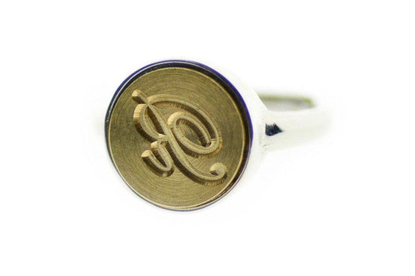 Personalized Script Initial Minimal 925 Silver Signet Wax Seal Intaglio ...