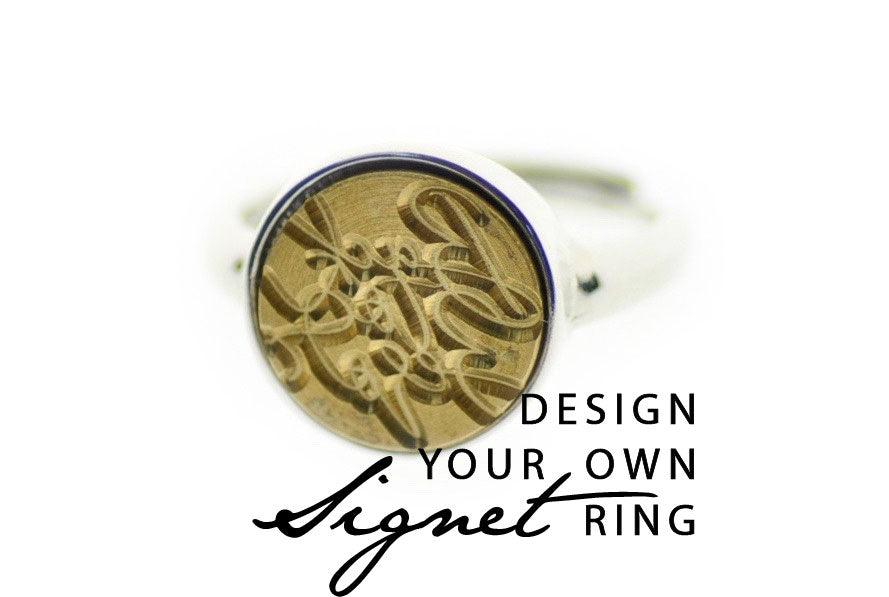 Design your own 12mm Minimal Signet Ring - Backtozero B20 - 12m, 12mm, 12mm ring, 12mn, bespoke, Custom, customsignet, Design Your Own, her, logo, ring, signet ring, size 7, size 8, wax seal, wax seal ring