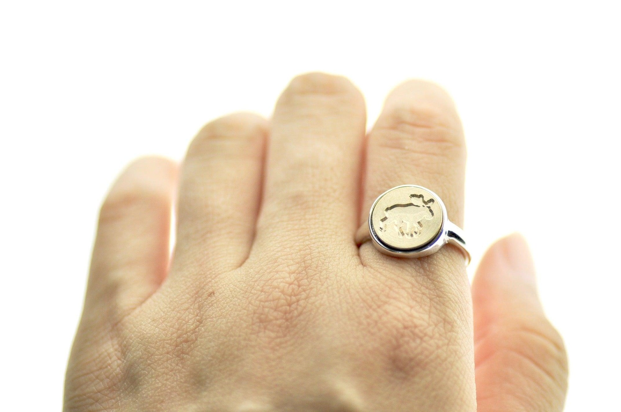 Moose Signet Ring - Backtozero B20 - 12mm, 12mm ring, 12mn, accessory, Animal, Fleur de Lis, her, jewelry, Moose, ring, signet ring, wax seal, wax seal ring, wax seal stamp, Woodland Animal