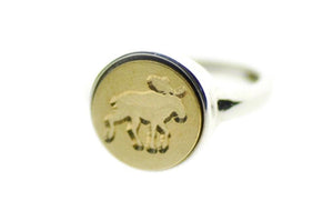 Moose Signet Ring - Backtozero B20 - 12mm, 12mm ring, 12mn, accessory, Animal, Fleur de Lis, her, jewelry, Moose, ring, signet ring, wax seal, wax seal ring, wax seal stamp, Woodland Animal