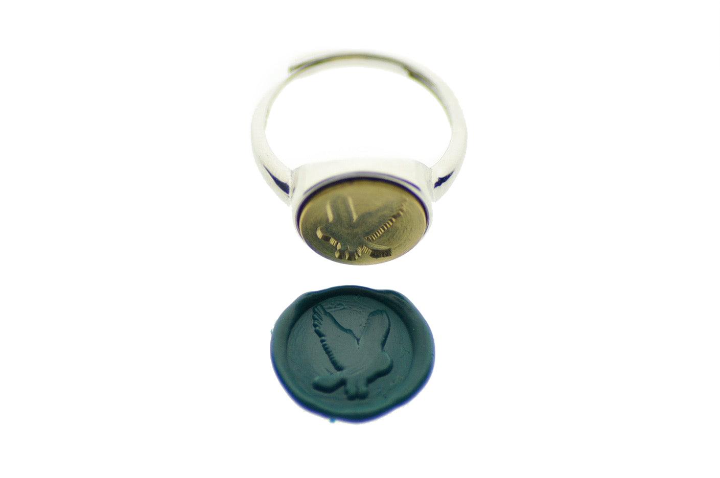 Owl Signet Ring - Backtozero B20 - 12mm, 12mm ring, 12mn, accessory, Bird, Fleur de Lis, her, jewelry, owl, ring, signet ring, wax seal, wax seal ring, wax seal stamp, Woodland Animal