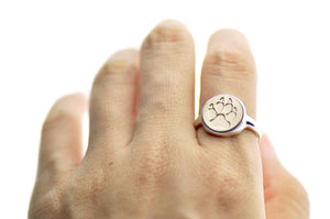 Paw Signet Ring - Backtozero B20 - 12mm, 12mm ring, 12mn, accessory, Animal, Fleur de Lis, her, jewelry, paw, paw print, ring, signet ring, wax seal, wax seal ring, wax seal stamp
