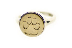 Paw Signet Ring - Backtozero B20 - 12mm, 12mm ring, 12mn, accessory, Animal, Fleur de Lis, her, jewelry, paw, paw print, ring, signet ring, wax seal, wax seal ring, wax seal stamp