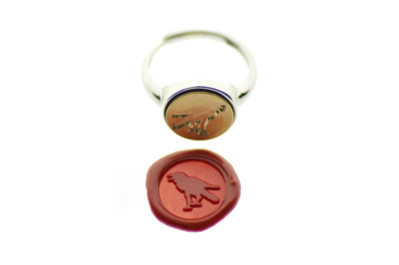 Raven Signet Ring - Backtozero B20 - 12mm, 12mm ring, 12mn, accessory, Bird, crow, halloween, him, jewelry, raven, ring, signet ring, wax seal, wax seal ring, wax seal stamp, Woodland Animal