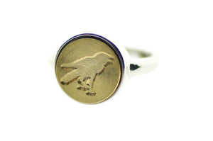 Raven Signet Ring - Backtozero B20 - 12mm, 12mm ring, 12mn, accessory, Bird, crow, halloween, him, jewelry, raven, ring, signet ring, wax seal, wax seal ring, wax seal stamp, Woodland Animal