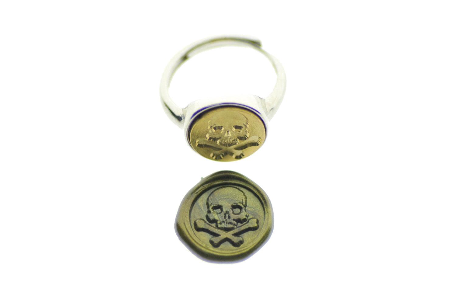 Skull Bone Signet Ring - Backtozero B20 - 12m, 12mm, 12mm ring, 12mn, Bone, her, Pirate, ring, signet ring, size 7, size 8, Skull, wax seal, wax seal ring