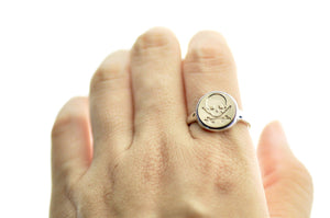 Skull Sword Signet Ring - Backtozero B20 - 12mm, 12mm ring, 12mn, Bone, her, Pirate, ring, signet ring, Skull, sword, wax seal, wax seal ring, wax seal stamp