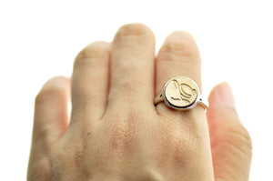 Script Initial Signet Ring - Backtozero B20 - 12mm, 12mm ring, 12mn, 1initial, accessory, Custom, custom ring, Initial, jewelry, One Initial, Personalized, ring, signet ring, wax seal, wax seal ring, wax seal stamp