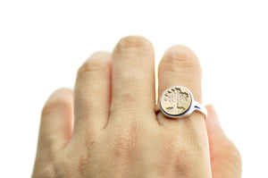 Tree of Life Signet Ring - Backtozero B20 - 12mm, 12mm ring, 12mn, accessory, Botanical, her, jewelry, Nature, Plant, ring, signet ring, Tree, wax seal, wax seal ring, wax seal stamp