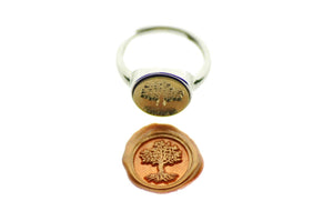 Tree of Life Signet Ring - Backtozero B20 - 12mm, 12mm ring, 12mn, accessory, Botanical, her, jewelry, Nature, Plant, ring, signet ring, Tree, wax seal, wax seal ring, wax seal stamp