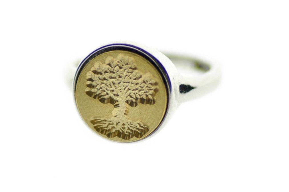 Tree of Life Signet Ring - Backtozero B20 - 12mm, 12mm ring, 12mn, accessory, Botanical, her, jewelry, Nature, Plant, ring, signet ring, Tree, wax seal, wax seal ring, wax seal stamp