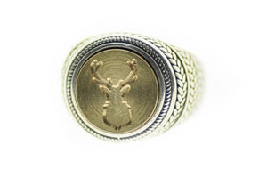 Antler Signet Ring - Backtozero B20 - 12mm ring, 12w, Animal, Antler, Deer, deer stag, him, ring, signet ring, size 10, size 7, size 8, size 9, wax seal, wax seal ring