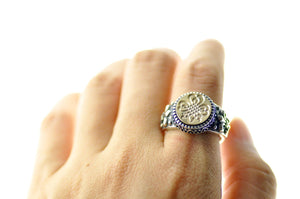 Shamrock Signet Ring - Backtozero B20 - 12f, 12mm, 12mm ring, accessory, Clover, Fleur de Lis, him, jewelry, luck, Lucky, ring, signet ring, size 10, size 11, size 8, size 9, wax seal, wax seal ring, wax seal stamp
