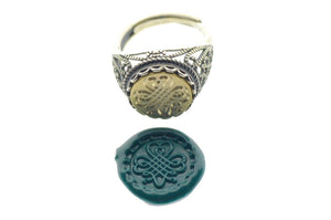 Shamrock Signet Ring - Backtozero B20 - 12l, 12mm, 12mm ring, Clover, her, lace, luck, Lucky, ring, signet ring, size 10, size 7, size 8, size 9, wax seal, wax seal ring