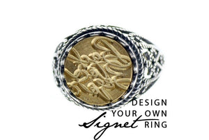 Design your own 12mm Lace Signet Ring - Backtozero B20 - 12l, 12mm, 12mm ring, accessory, Custom, custom ring, customsignet, Design Your Own, her, jewelry, lace, size 10, size 7, size 8, size 9, wax seal, wax seal ring, wax seal stamp
