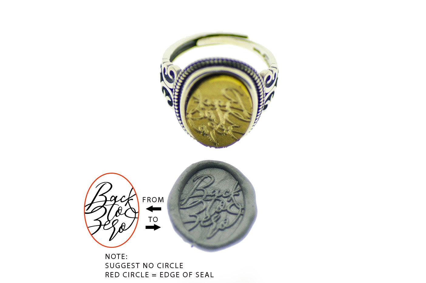 Design your own 12x16mm Filigree Signet Ring - Backtozero B20 - 1216f, 12x16mm, 12x16mm ring, accessory, bespoke, Custom, customsignet, Design Your Own, her, him, jewelry, logo, oval, oval ring, ring, signet ring, size 10, size 11, size 6, size 7, size 8, size 9, wax seal, wax seal stamp