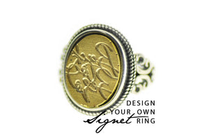 Design your own 12x16mm Filigree Signet Ring - Backtozero B20 - 1216f, 12x16mm, 12x16mm ring, accessory, bespoke, Custom, customsignet, Design Your Own, her, him, jewelry, logo, oval, oval ring, ring, signet ring, size 10, size 11, size 6, size 7, size 8, size 9, wax seal, wax seal stamp