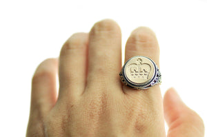 Royal Crown Signet Ring - Backtozero B20 - 14f, 14mm, 14mm ring, accessory, Crown, fancy, her, jewelry, ring, Royal, signet ring, size 10, size 5, size 6, size 7, size 8, size 9, wax seal, wax seal stamp