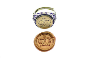 Royal Crown Signet Ring - Backtozero B20 - 14f, 14mm, 14mm ring, accessory, Crown, fancy, her, jewelry, ring, Royal, signet ring, size 10, size 5, size 6, size 7, size 8, size 9, wax seal, wax seal stamp