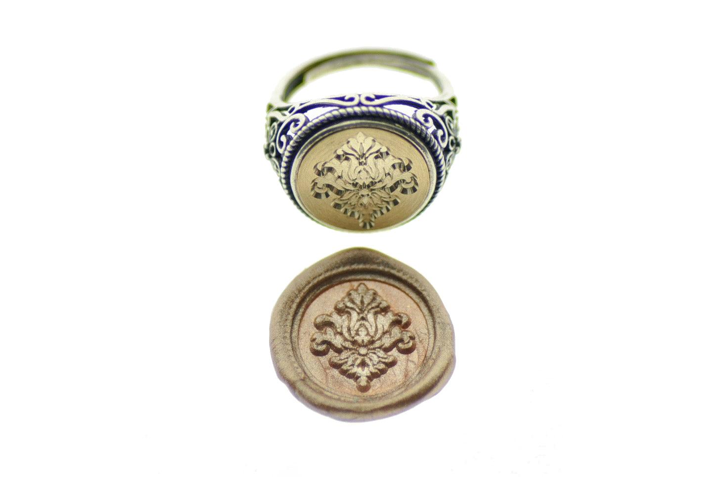 Victorian Filigree Deco Signet Ring - Backtozero B20 - 14f, 14mm, 14mm ring, accessory, Deco, Decorative, fancy, her, jewelry, ring, signet ring, size 10, size 5, size 6, size 7, size 8, size 9, Victorian, wax seal, wax seal stamp