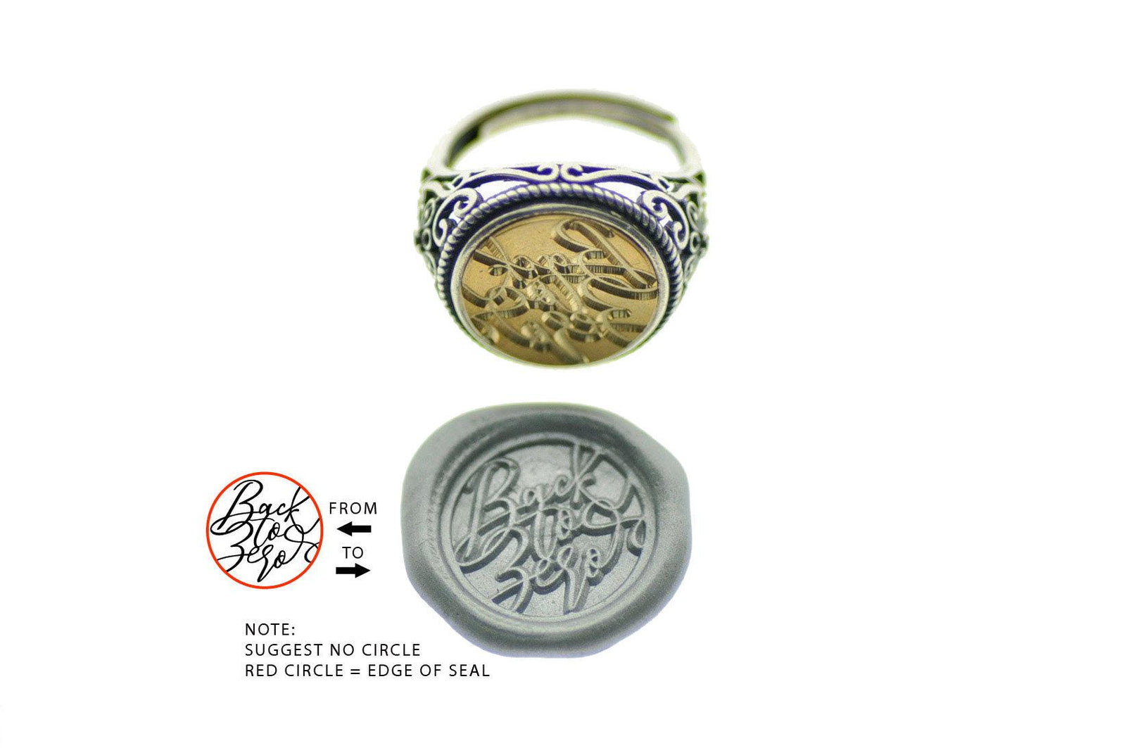 Design your own 14mm Fancy Signet Ring - Backtozero B20 - 14f, 14mm, 14mm ring, accessory, bespoke, Custom, customsignet, Design Your Own, fancy, her, jewelry, logo, ring, signet ring, size 10, size 5, size 6, size 7, size 8, size 9, wax seal, wax seal stamp