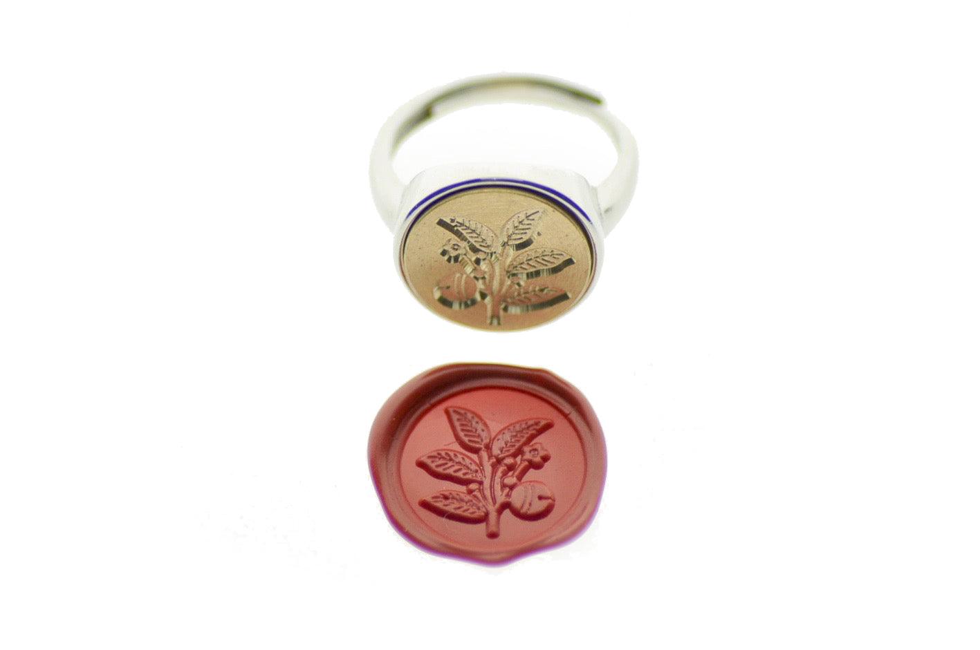 Japanese Kamon Sakaki Bell Signet Ring - Backtozero B20 - 14m, 14mm, 14mm ring, 14mn, accessory, her, Japanese, japanese family crest, jewelry, Kamon, minimal, ring, signet ring, simple, size 10, size 7, size 8, size 9, wax seal, wax seal stamp