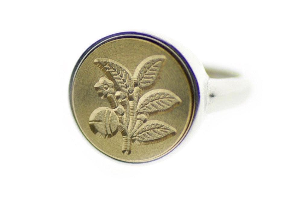 Japanese Kamon Sakaki Bell Signet Ring - Backtozero B20 - 14m, 14mm, 14mm ring, 14mn, accessory, her, Japanese, japanese family crest, jewelry, Kamon, minimal, ring, signet ring, simple, size 10, size 7, size 8, size 9, wax seal, wax seal stamp