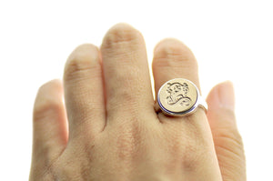 Gothic Initial Signet Ring - Backtozero B20 - 1 initial, 14m, 14mm, 14mm ring, 14mn, 1initial, accessory, custom ring, fancy, her, Initial, initial ring, jewelry, Letter, minimal, One Initial, ring, signet ring, simple, size 10, size 7, size 8, size 9, wax seal, wax seal stamp