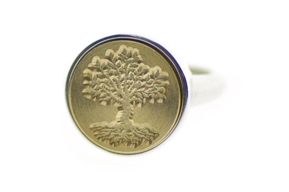 Tree of Life Signet Ring - Backtozero B20 - 14m, 14mm, 14mm ring, 14mn, accessory, Botanical, her, jewelry, minimal, Nature, Plant, ring, signet ring, simple, size 10, size 7, size 8, size 9, Tree, wax seal, wax seal stamp