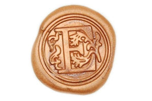 Floral Deco Initial Wax Seal Stamp - Backtozero B20 - 1 initial, 1initial, Copper Gold, Deco, Decorative, genericlonghandle, Initial, Letter, Monogram, One Initial, Personalized
