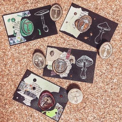 Kinoko Mushroom Wax Seal Stamp Designed by Vintage Paper Garden - Backtozero B20 - collaboration, Copper, hana, hana t, Kinoko, Metallic, mushroom, oval, Signature, signaturehandle