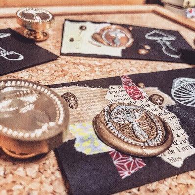 Kinoko Mushroom Wax Seal Stamp Designed by Vintage Paper Garden - Backtozero B20 - collaboration, Deep Red, hana, hana t, Kinoko, mushroom, oval, Signature, signaturehandle