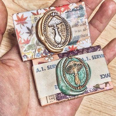 Kinoko Mushroom Wax Seal Stamp Designed by Vintage Paper Garden - Backtozero B20 - collaboration, hana, hana t, Kinoko, Metallic, Metallic Red, mushroom, oval, Red, Signature, signaturehandle