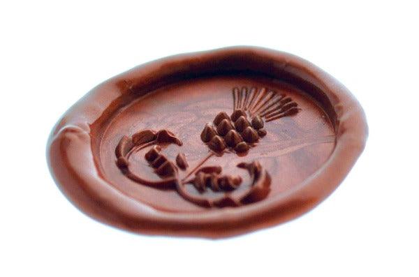 3D Thistle Wax Seal Stamp - Backtozero B20 - 3D, botanic, Botanical, genericlonghandle, Leaf, Leafs, Leaves, Metallic Red, Plant