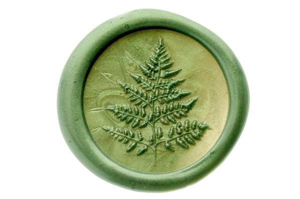 3D Fern Wax Seal Stamp - Backtozero B20 - 3D, botanic, Botanical, genericlonghandle, Leaf, Leafs, Leaves, Metallic Green, Plant