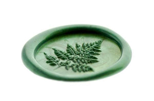 3D Fern Wax Seal Stamp - Backtozero B20 - 3D, botanic, Botanical, genericlonghandle, Leaf, Leafs, Leaves, Metallic Green, Plant