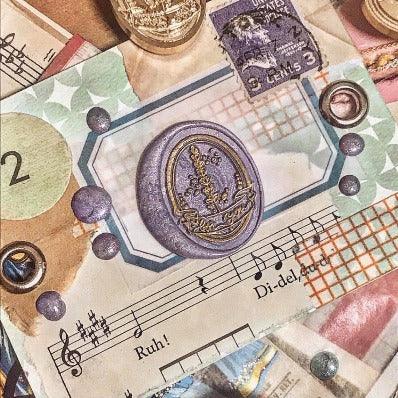 Lavender For You Wax Seal Stamp Designed by Vintage Paper Garden - Backtozero B20 - collaboration, Flower, for you, hana, hana t, Lavender, Message, metalli purple, Nature, oval, Plant, Purple, Signature, signaturehandle