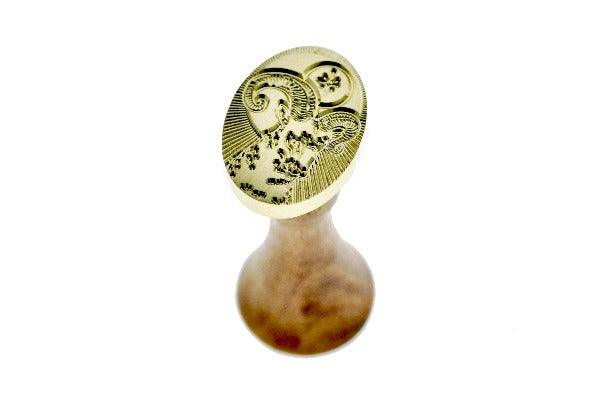 Starburst Zodiac Aries Wax Seal Stamp - Backtozero B20 - animal, goat, light gold, marble, marble wax, Metallic Blue, nature, oval, ram, Signature, signaturehandle, Silver, starburst, zodiac