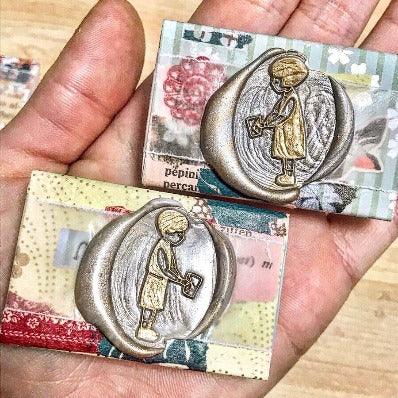 Mail Boy Wax Seal Stamp Designed by Vintage Paper Garden - Backtozero B20 - boy, collaboration, Deep Red, hana, hana t, Letter, mail, oval, Signature, signaturehandle