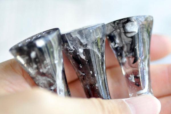 OOAK Resin Wax Seal Handle | Black & White with Silver Foil - Backtozero B20 - black, clear, handle, new, newarrivals, one of a kind, OOAK, resin, Silver, silver foil, transparent, White