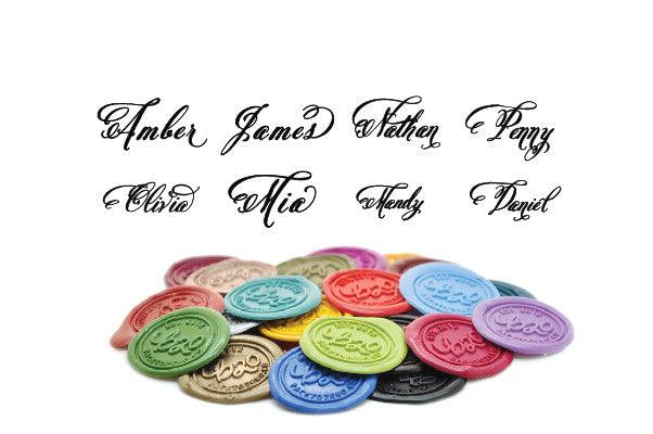 Personalized Swirl Calligraphy Wax Seal Stamp - Backtozero B20 - 9wordsLONGhandle, Calligraphy, Custom, custom name, name, Personalized, Silver, word