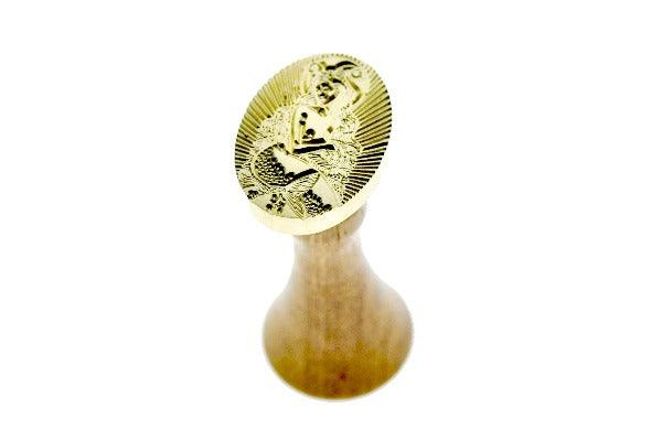 Starburst Zodiac Capricorn Wax Seal Stamp - Backtozero B20 - goat, light gold, marble, marble wax, Metallic Blue, nature, oval, Signature, signaturehandle, Silver, starburst, zodiac