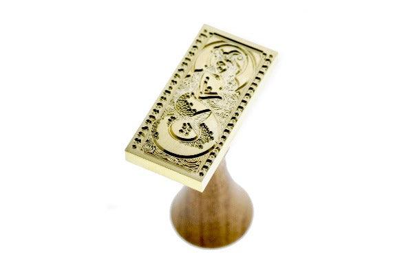 Tarot Style Zodiac Capricorn Wax Seal Stamp - Backtozero B20 - black, crab, forest green, goat, light gold, marble, marble wax, mermaid, metallic green, rectangle, Signature, signaturehandle, Silver, starburst, tarot, zodiac