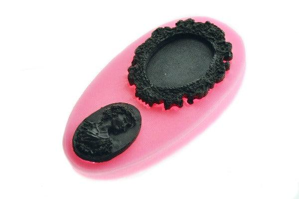 Frame & Cameo Silicon Mold - Backtozero B20 - frame, mold, motif, newarrivals, silicon, silicon mold, Victorian