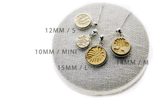 Japanese Kamon Sakaki Bell Minimal Signet Necklace - Backtozero B20 - brass, fleur, fleur de lis, minimal, minimalnecklace, necklace, signet, signet necklace, silver